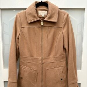 XS Brown Camel Tan Michael Kors Zipper Coat